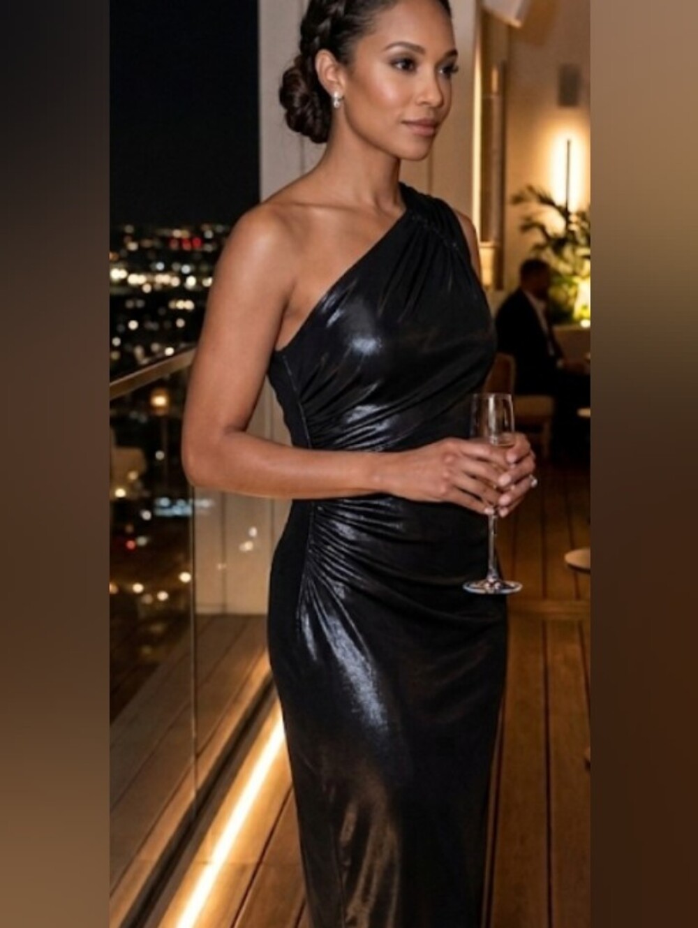 Armani Exchange Black One-Shoulder Evening Dress (SzM) Chic Formal BodyCon